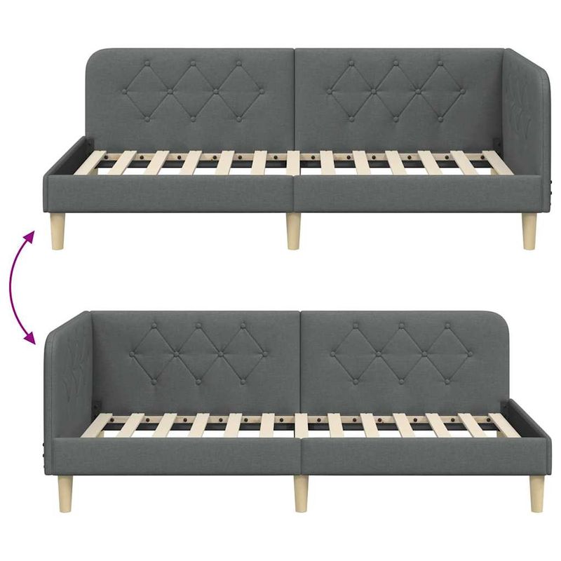 Casa si Gradina - Mobilier - Paturi si accesorii - Paturi - Cadru de pat coltar Gri inchis 90 x 190 cm tesatura - Infinity.ro