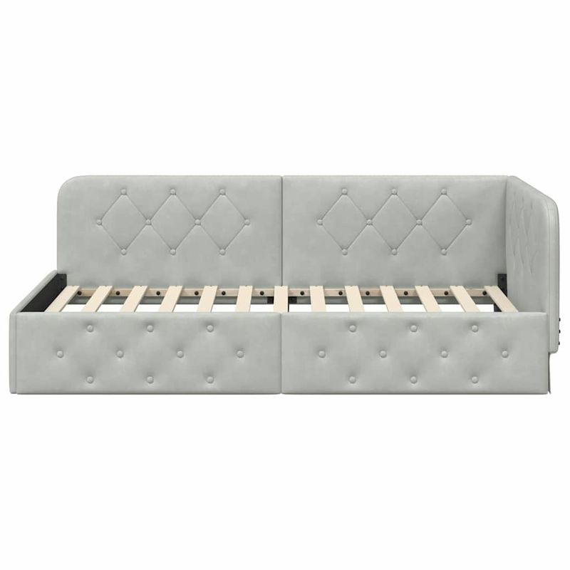 Casa si Gradina - Mobilier - Paturi si accesorii - Paturi - Cadru de pat coltar Gri deschis 90 x 200 cm Catifea - Infinity.ro