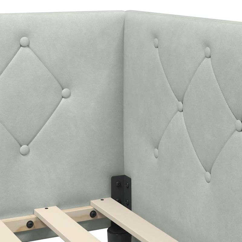 Casa si Gradina - Mobilier - Paturi si accesorii - Paturi - Cadru de pat coltar Gri deschis 90 x 200 cm Catifea - Infinity.ro