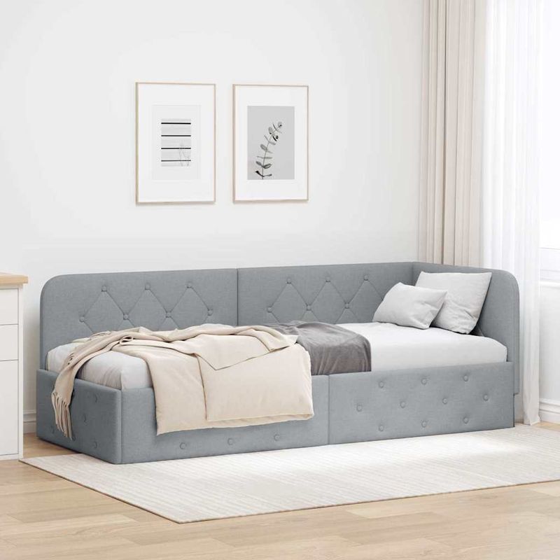 Casa si Gradina - Mobilier - Paturi si accesorii - Paturi - Cadru de pat coltar Gri deschis 80 x 200 cm tesatura - Infinity.ro