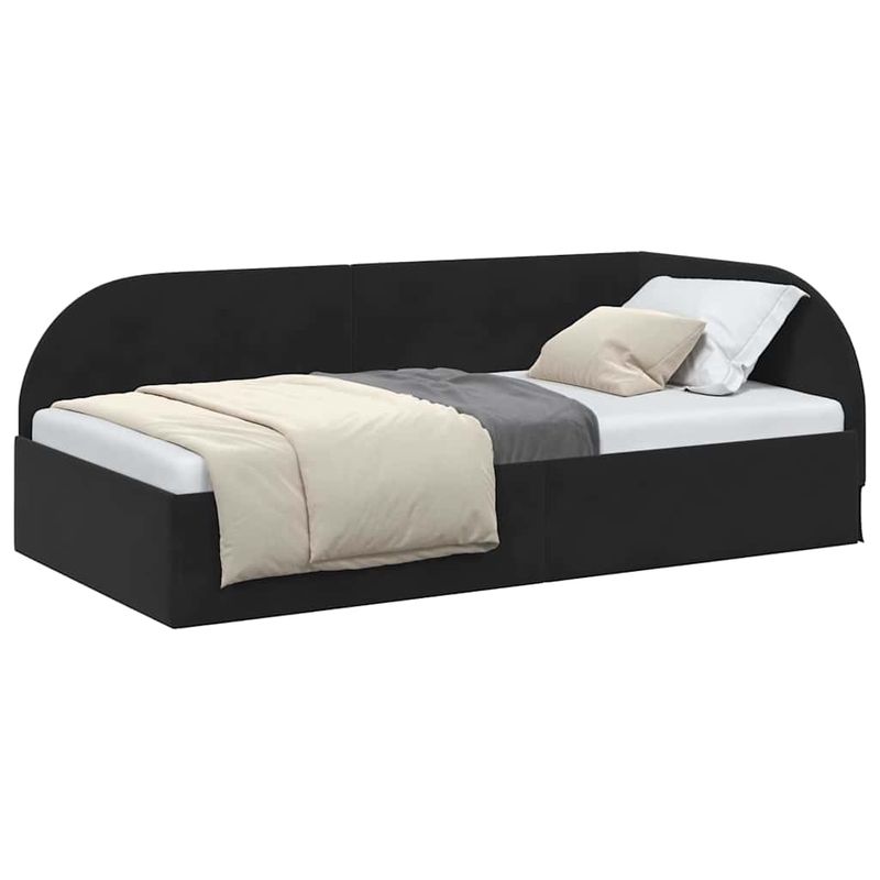 Casa si Gradina - Mobilier - Paturi si accesorii - Paturi - Cadru de pat coltar cu headboard Negru 90 cm x 190 cm tesatura - Infinity.ro