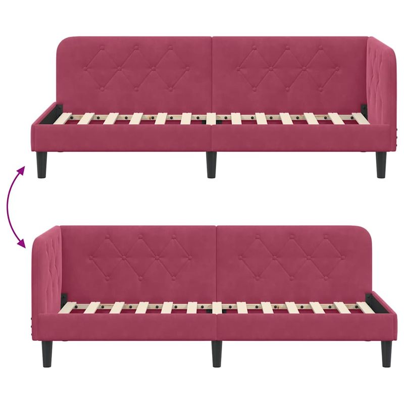 Casa si Gradina - Mobilier - Paturi si accesorii - Paturi - Cadru de pat coltar cu headboard Rosu Vin 80 x 200 cm Catifea - Infinity.ro