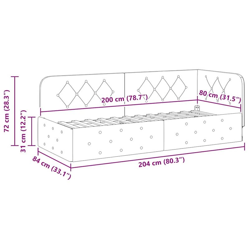 Casa si Gradina - Mobilier - Paturi si accesorii - Paturi - Cadru de pat coltar Gri deschis 80 x 200 cm tesatura - Infinity.ro