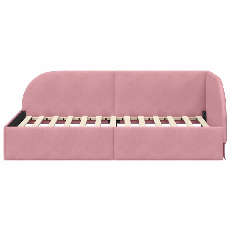 Casa si Gradina - Mobilier - Paturi si accesorii - Paturi - Cadru de pat coltar cu headboard Roz 80 cm x 200 cm tesatura - Infinity.ro