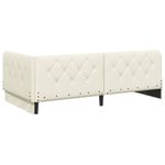 Casa si Gradina - Mobilier - Paturi si accesorii - Paturi - Cadru de pat coltar cu headboard Crem 90 x 190 cm Catifea - Infinity.ro