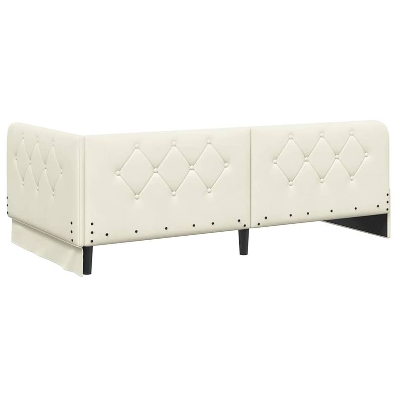Casa si Gradina - Mobilier - Paturi si accesorii - Paturi - Cadru de pat coltar cu headboard Crem 90 x 190 cm Catifea - Infinity.ro