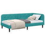 Casa si Gradina - Mobilier - Paturi si accesorii - Paturi - Cadru de pat coltar cu headboard Turcoaz 90 x 190 cm Catifea - Infinity.ro