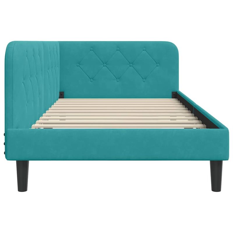 Casa si Gradina - Mobilier - Paturi si accesorii - Paturi - Cadru de pat coltar cu headboard Turcoaz 90 x 200 cm Catifea - Infinity.ro