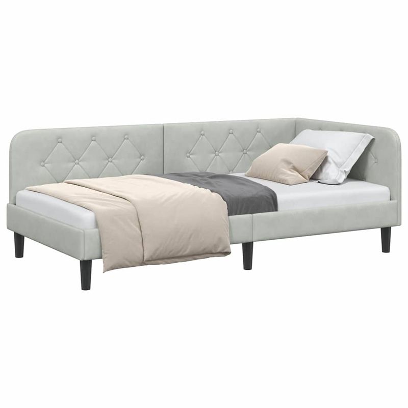 Casa si Gradina - Mobilier - Paturi si accesorii - Paturi - Cadru de pat coltar Gri deschis 100 x 200 cm Catifea - Infinity.ro