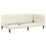 Casa si Gradina - Mobilier - Paturi si accesorii - Paturi - Cadru de pat coltar cu headboard Crem 100 x 200 cm Catifea - Infinity.ro