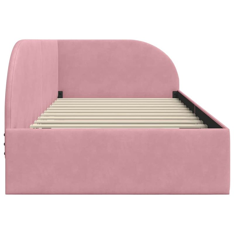 Casa si Gradina - Mobilier - Paturi si accesorii - Paturi - Cadru de pat coltar cu headboard Roz 80 cm x 200 cm tesatura - Infinity.ro