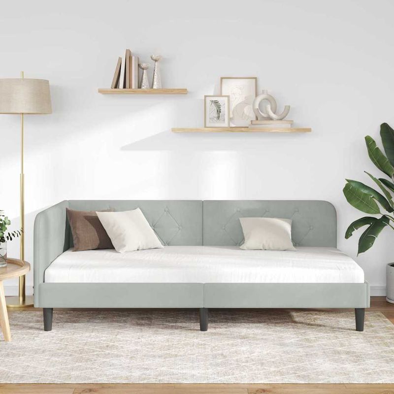 Casa si Gradina - Mobilier - Paturi si accesorii - Paturi - Cadru de pat coltar Gri deschis 100 x 200 cm Catifea - Infinity.ro