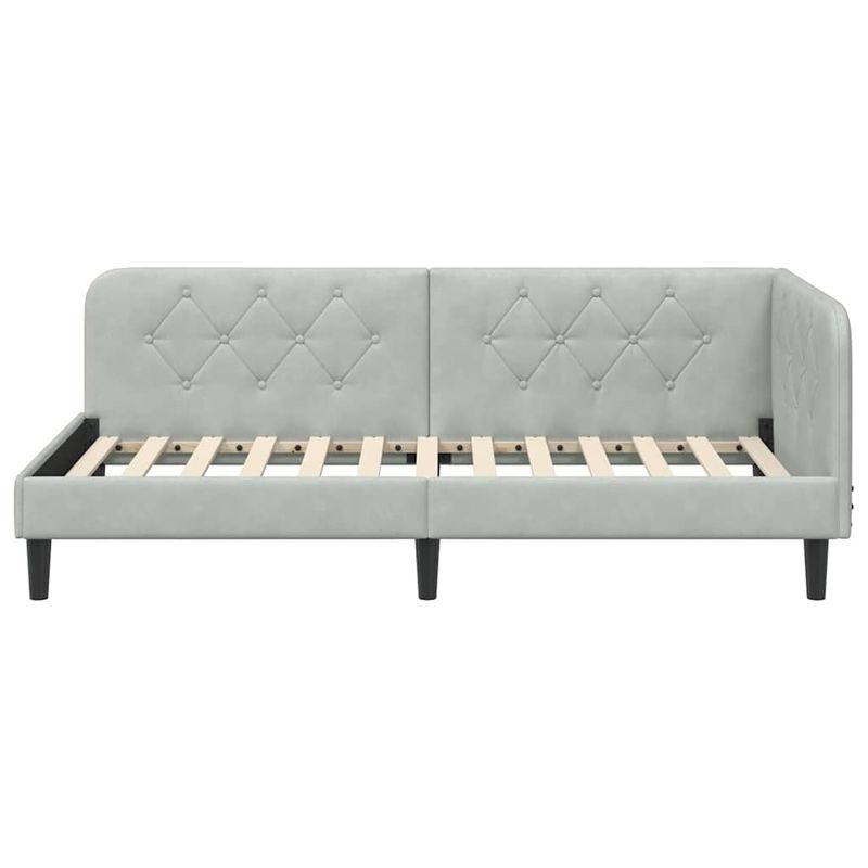 Casa si Gradina - Mobilier - Paturi si accesorii - Paturi - Cadru de pat coltar Gri deschis 100 x 200 cm Catifea - Infinity.ro