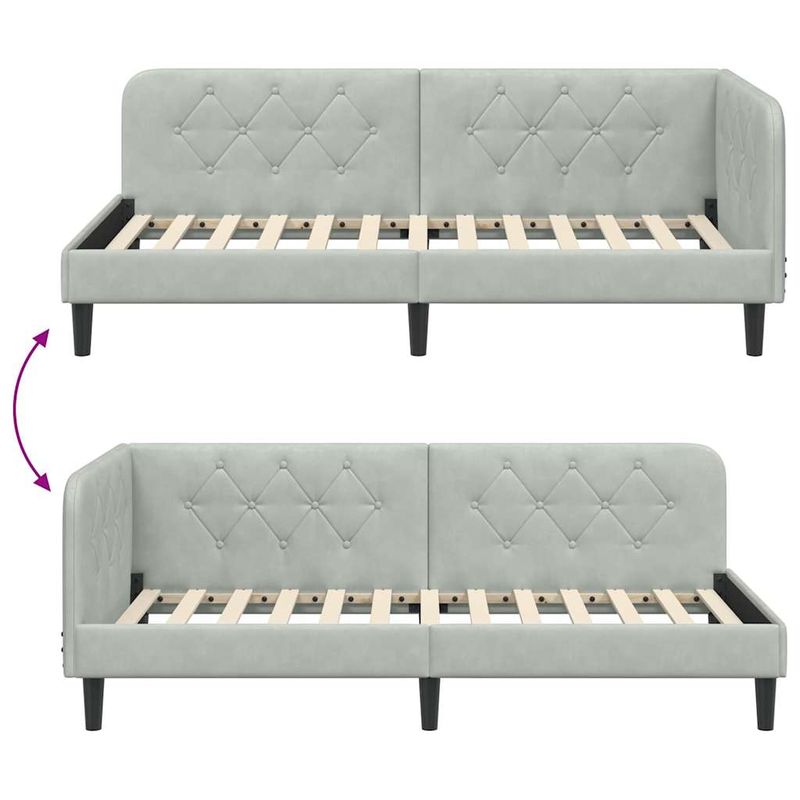Casa si Gradina - Mobilier - Paturi si accesorii - Paturi - Cadru de pat coltar Gri deschis 100 x 200 cm Catifea - Infinity.ro