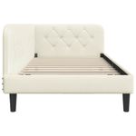 Casa si Gradina - Mobilier - Paturi si accesorii - Paturi - Cadru de pat coltar cu headboard Crem 100 x 200 cm Catifea - Infinity.ro