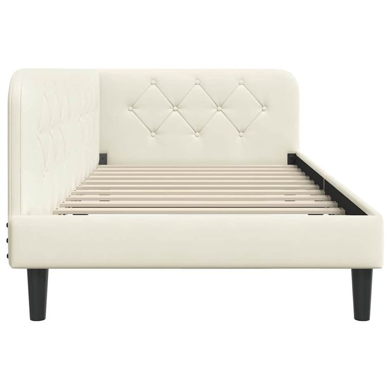 Casa si Gradina - Mobilier - Paturi si accesorii - Paturi - Cadru de pat coltar cu headboard Crem 100 x 200 cm Catifea - Infinity.ro
