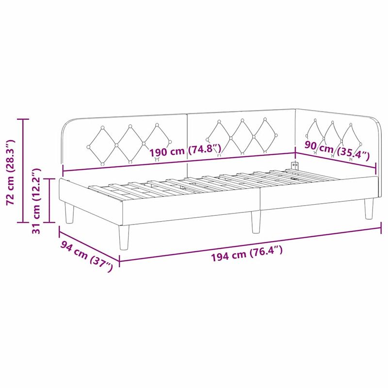 Casa si Gradina - Mobilier - Paturi si accesorii - Paturi - Cadru de pat coltar cu headboard Turcoaz 90 x 190 cm Catifea - Infinity.ro