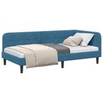 Casa si Gradina - Mobilier - Paturi si accesorii - Paturi - Cadru de pat coltar cu headboard albastru 90 x 200 cm Catifea - Infinity.ro