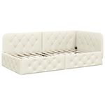 Casa si Gradina - Mobilier - Paturi si accesorii - Paturi - Cadru de pat coltar cu headboard Crem 90 x 200 cm Catifea - Infinity.ro