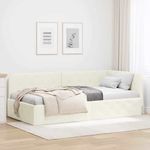 Casa si Gradina - Mobilier - Paturi si accesorii - Paturi - Cadru de pat coltar cu headboard Crem 90 x 200 cm Catifea - Infinity.ro