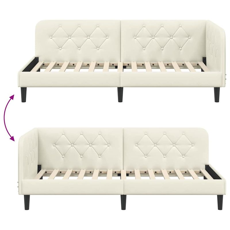 Casa si Gradina - Mobilier - Paturi si accesorii - Paturi - Cadru de pat coltar cu headboard Crem 100 x 200 cm Catifea - Infinity.ro