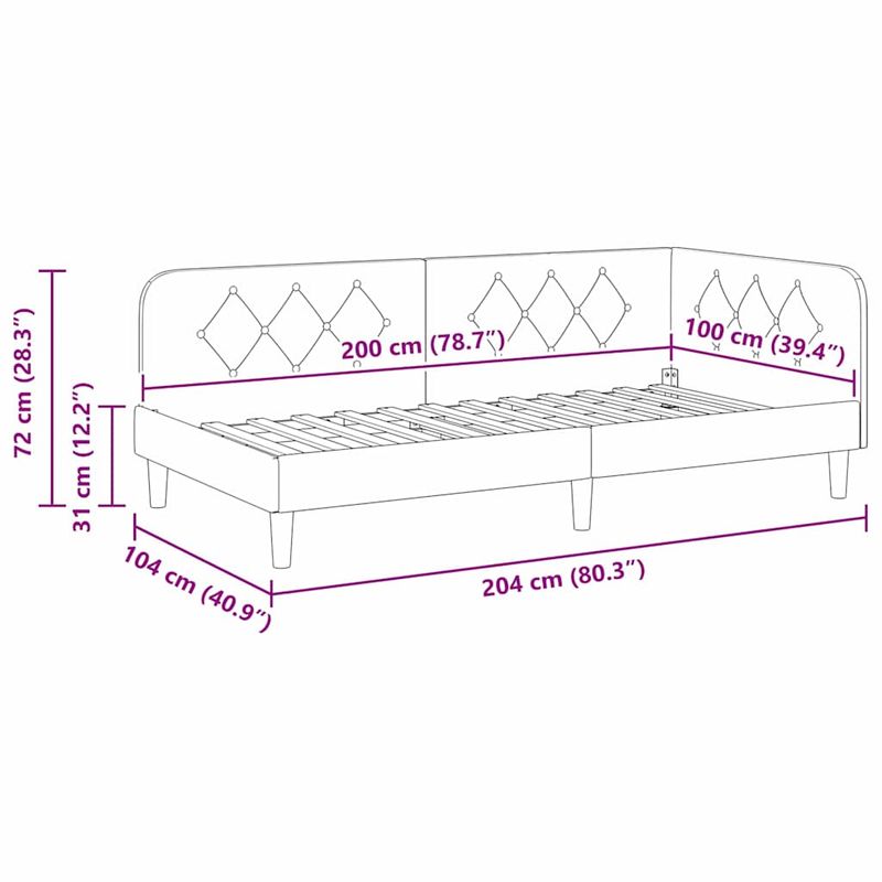 Casa si Gradina - Mobilier - Paturi si accesorii - Paturi - Cadru de pat coltar cu headboard Crem 100 x 200 cm Catifea - Infinity.ro
