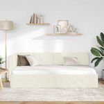 Casa si Gradina - Mobilier - Paturi si accesorii - Paturi - Cadru de pat coltar cu headboard Crem 90 x 200 cm Catifea - Infinity.ro