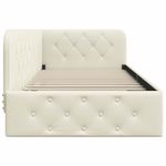 Casa si Gradina - Mobilier - Paturi si accesorii - Paturi - Cadru de pat coltar cu headboard Crem 90 x 200 cm Catifea - Infinity.ro