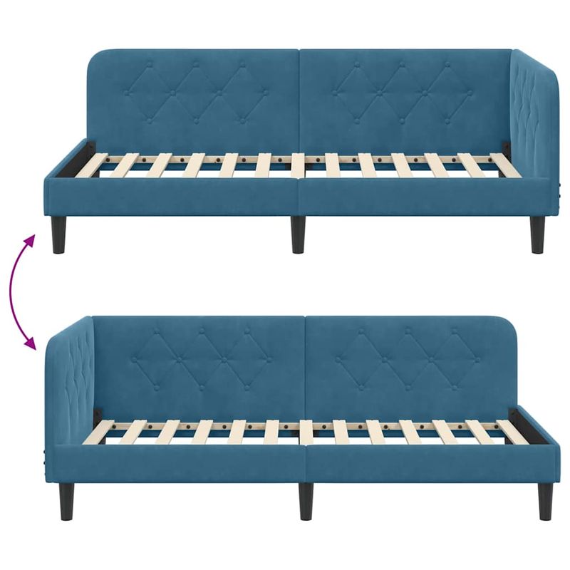 Casa si Gradina - Mobilier - Paturi si accesorii - Paturi - Cadru de pat coltar cu headboard albastru 90 x 200 cm Catifea - Infinity.ro