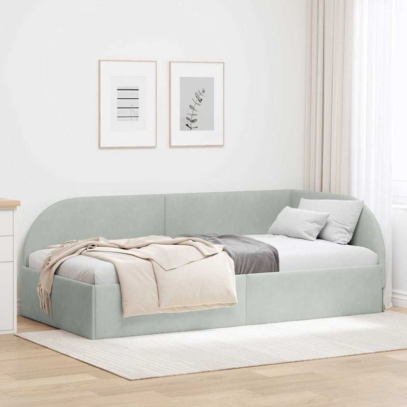 Casa si Gradina - Mobilier - Paturi si accesorii - Paturi - Cadru de pat coltar Gri deschis 80 cm x 200 cm tesatura - Infinity.ro