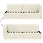 Casa si Gradina - Mobilier - Paturi si accesorii - Paturi - Cadru de pat coltar cu headboard Crem 90 x 200 cm Catifea - Infinity.ro