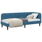 Casa si Gradina - Mobilier - Paturi si accesorii - Paturi - Cadru de pat coltar cu headboard albastru 80 x 200 cm Catifea - Infinity.ro
