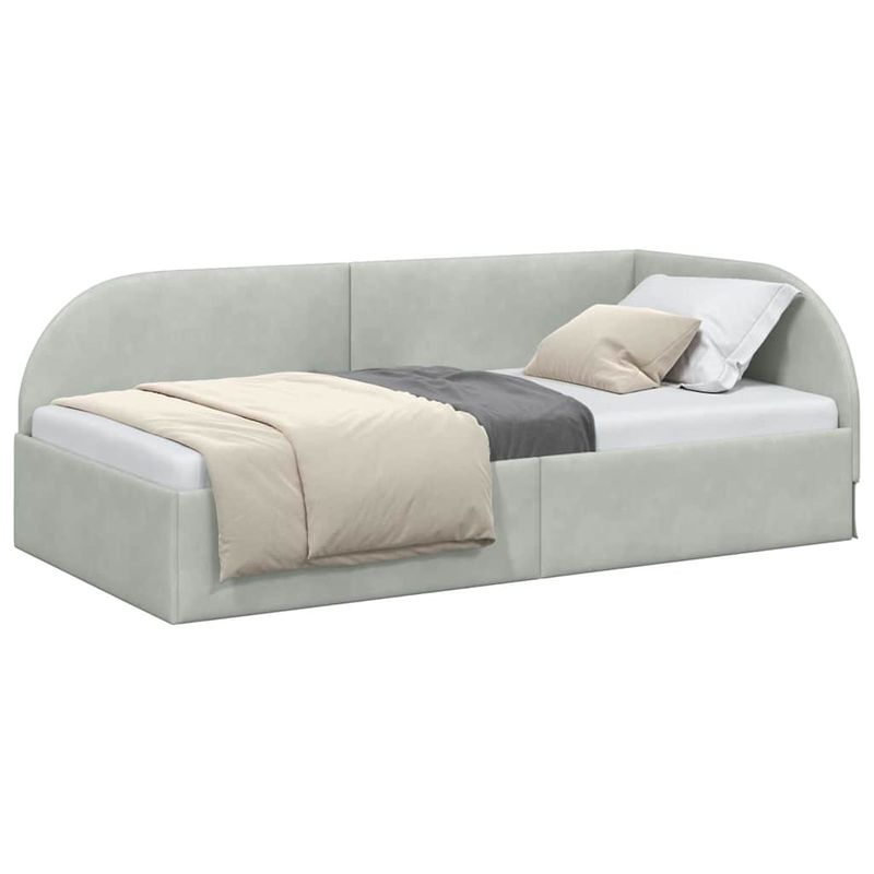 Casa si Gradina - Mobilier - Paturi si accesorii - Paturi - Cadru de pat coltar Gri deschis 80 cm x 200 cm tesatura - Infinity.ro