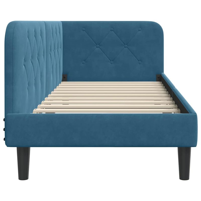 Casa si Gradina - Mobilier - Paturi si accesorii - Paturi - Cadru de pat coltar cu headboard albastru 80 x 200 cm Catifea - Infinity.ro