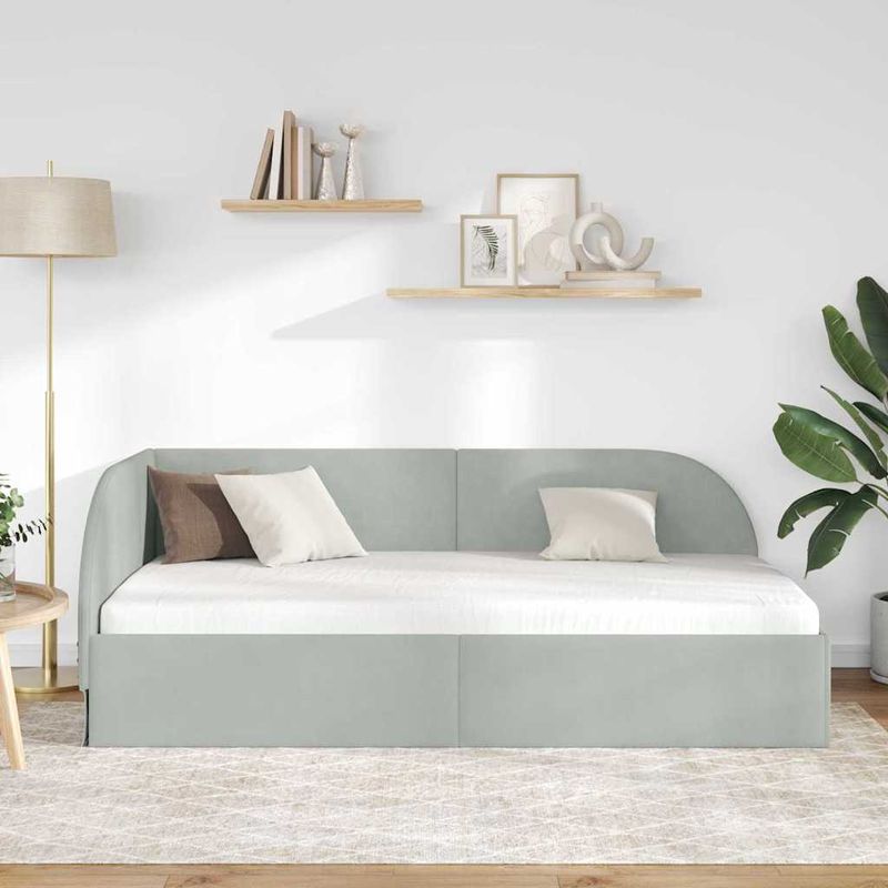 Casa si Gradina - Mobilier - Paturi si accesorii - Paturi - Cadru de pat coltar Gri deschis 80 cm x 200 cm tesatura - Infinity.ro