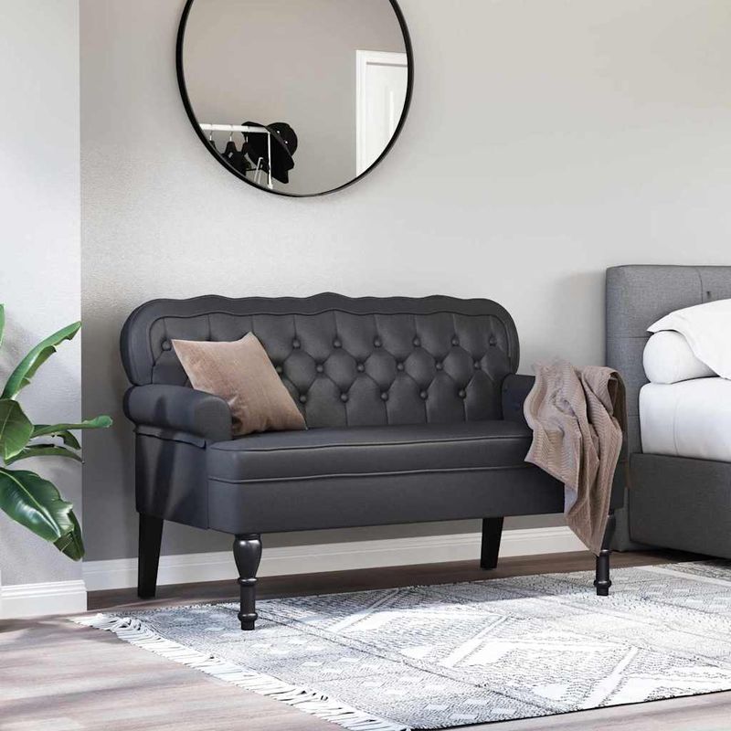 Casa si Gradina - Mobilier - Canapele si coltare - Banchete - Banca Chesterfield Negru 119.5 x 64.5 x 75 cm Piele artificiala - Infinity.ro