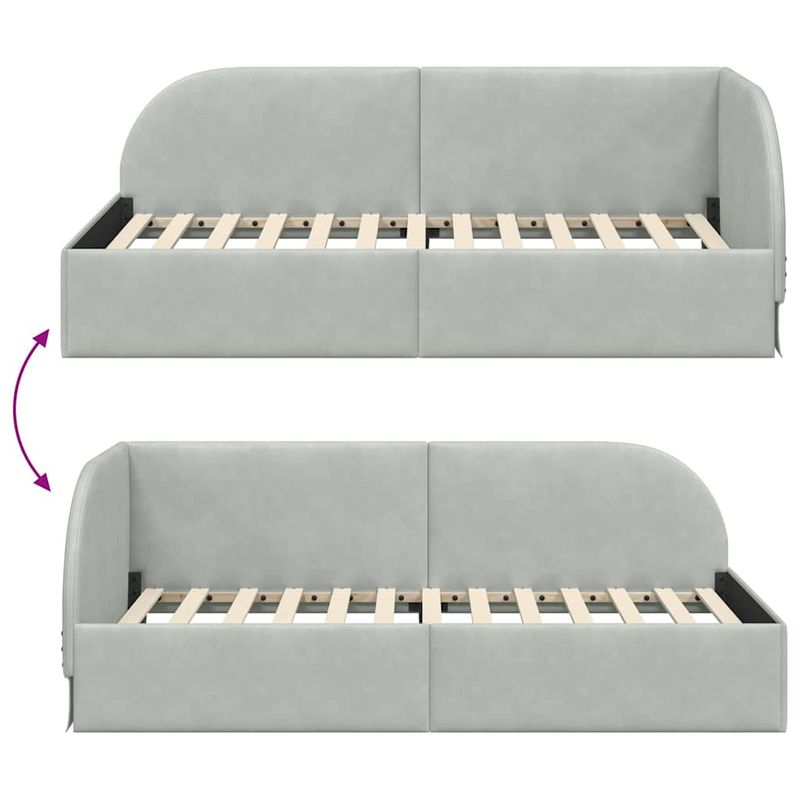Casa si Gradina - Mobilier - Paturi si accesorii - Paturi - Cadru de pat coltar Gri deschis 80 cm x 200 cm tesatura - Infinity.ro