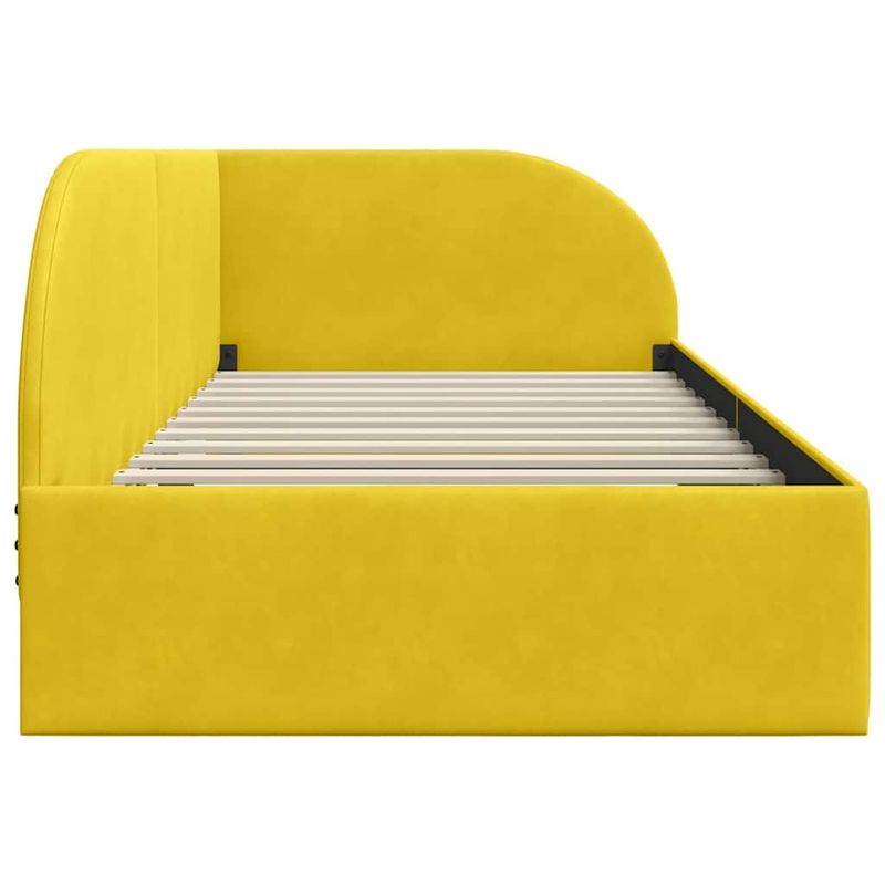 Casa si Gradina - Mobilier - Paturi si accesorii - Paturi - Cadru de pat coltar cu headboard Galben 80 cm x 200 cm tesatura - Infinity.ro