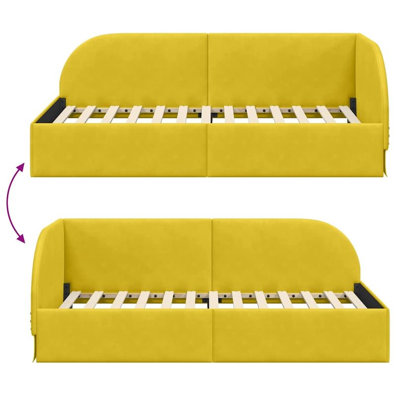Casa si Gradina - Mobilier - Paturi si accesorii - Paturi - Cadru de pat coltar cu headboard Galben 80 cm x 200 cm tesatura - Infinity.ro