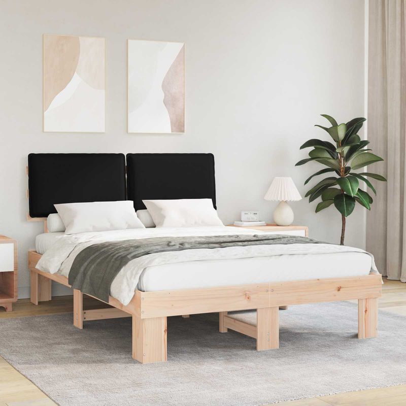 Casa si Gradina - Mobilier - Paturi si accesorii - Paturi - Cadru de pat cu tablie tapitata cu headboard Negru 140 x 190 cm - Infinity.ro