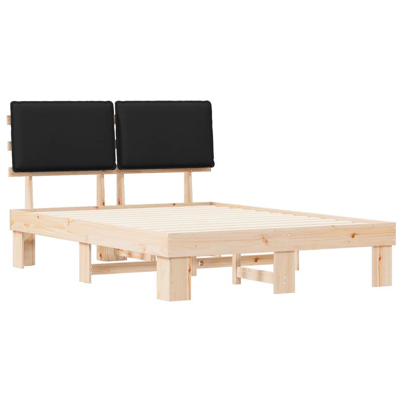 Casa si Gradina - Mobilier - Paturi si accesorii - Paturi - Cadru de pat cu tablie tapitata cu headboard Negru 140 x 190 cm - Infinity.ro
