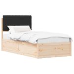 Casa si Gradina - Mobilier - Paturi si accesorii - Paturi - Cadru de pat cu tablie tapitata cu headboard Negru 90 x 200 cm - Infinity.ro