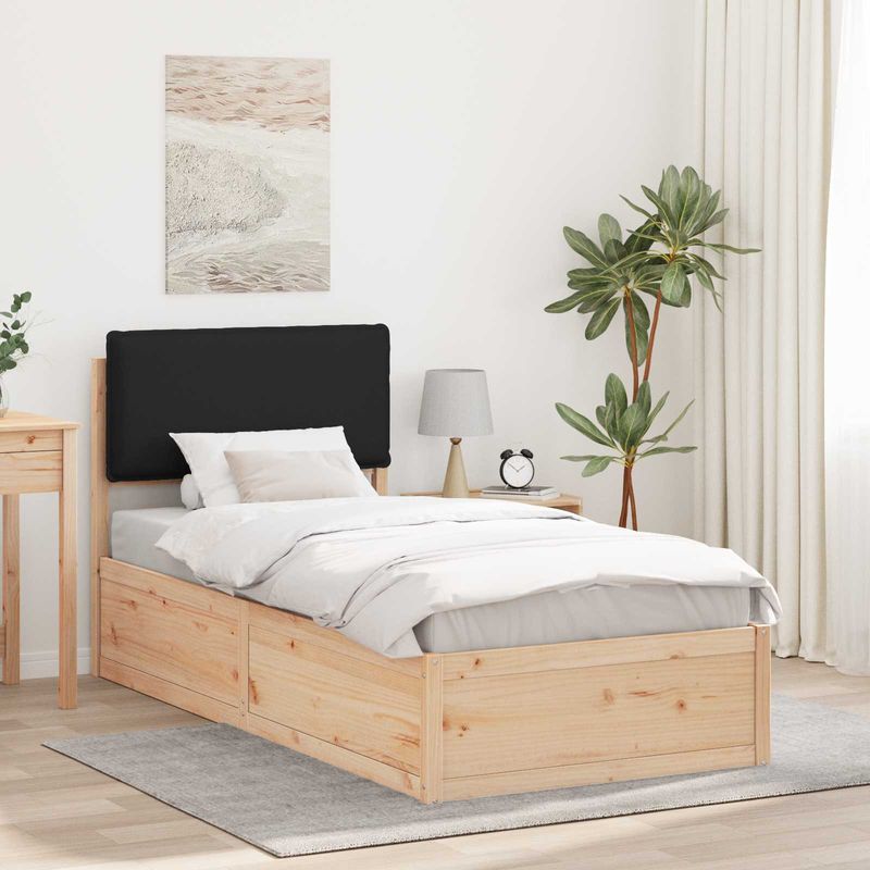 Casa si Gradina - Mobilier - Paturi si accesorii - Paturi - Cadru de pat cu tablie tapitata cu headboard Negru 90 x 200 cm - Infinity.ro