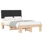 Casa si Gradina - Mobilier - Paturi si accesorii - Paturi - Cadru de pat cu tablie tapitata cu headboard Negru 120 x 200 cm - Infinity.ro