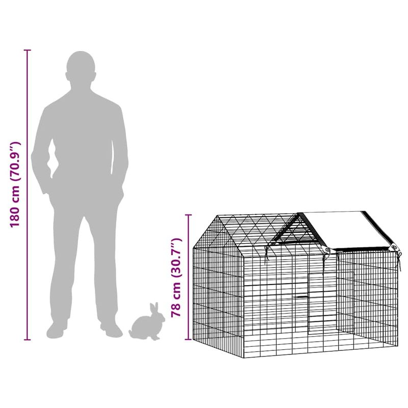 Petshop - Accesorii petshop - Culcusuri si custi - Custi interior si exterior - Custodie pentru iepuri Argintiu 400 x 78 x 78 cm - Infinity.ro