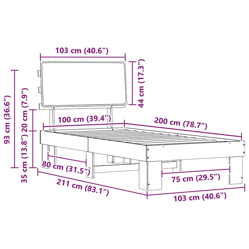 Casa si Gradina - Mobilier - Paturi si accesorii - Paturi - Cadru de pat cu tablie tapitata Gri deschis 100 x 200 cm - Infinity.ro