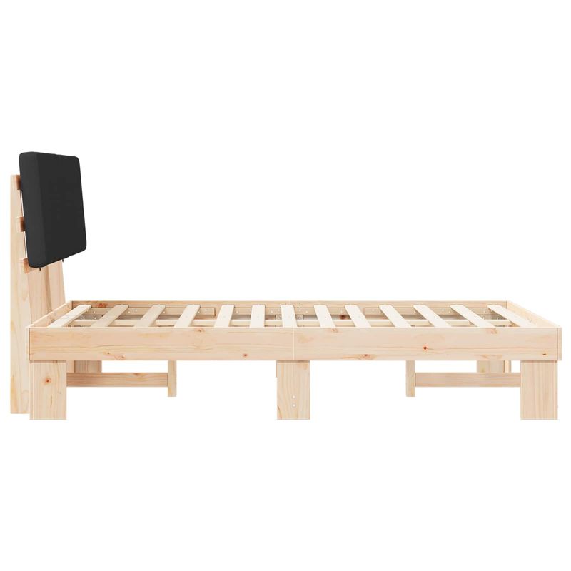 Casa si Gradina - Mobilier - Paturi si accesorii - Paturi - Cadru de pat cu tablie tapitata cu headboard Negru 120 x 200 cm - Infinity.ro