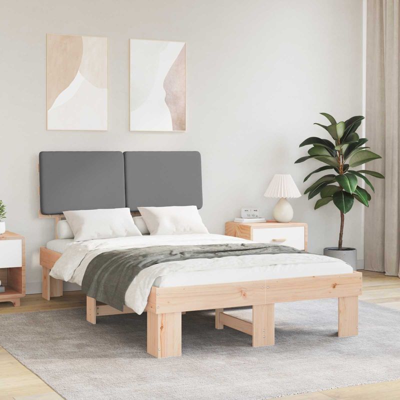 Casa si Gradina - Mobilier - Paturi si accesorii - Paturi - Cadru de pat cu tablie tapitata Gri deschis 120 x 200 cm - Infinity.ro
