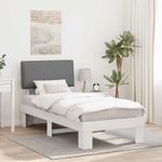 Casa si Gradina - Mobilier - Paturi si accesorii - Paturi - Cadru de pat cu tablie tapitata Gri deschis 90 x 200 cm - Infinity.ro