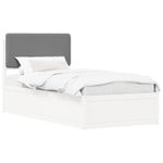 Casa si Gradina - Mobilier - Paturi si accesorii - Paturi - Cadru de pat cu tablie tapitata Gri deschis 90 x 190 cm - Infinity.ro